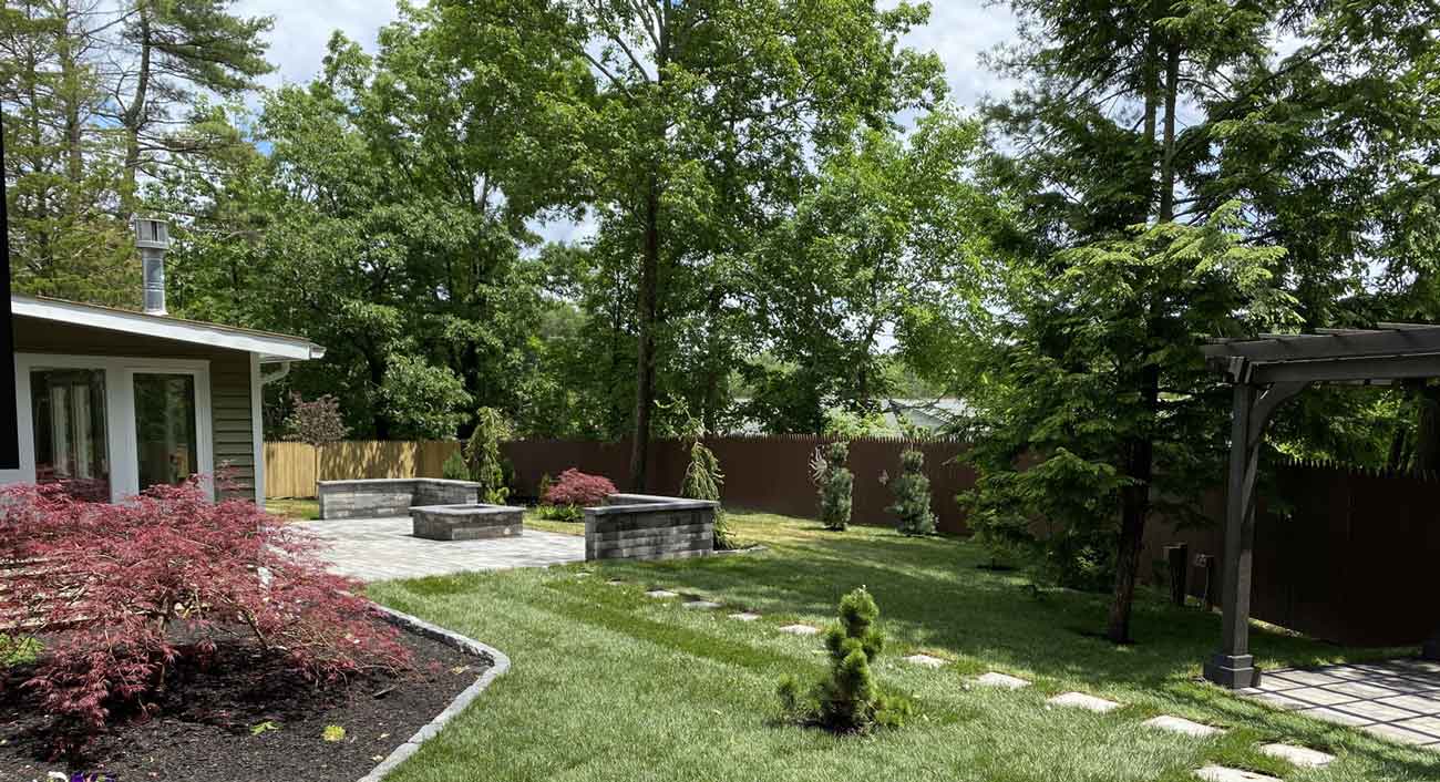 Hardscape patio, fire pit and pergola with patio