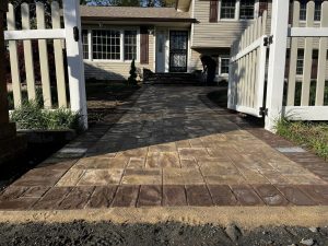 Walkway with precast concrete pavers