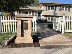Mailbox pillar and walkway