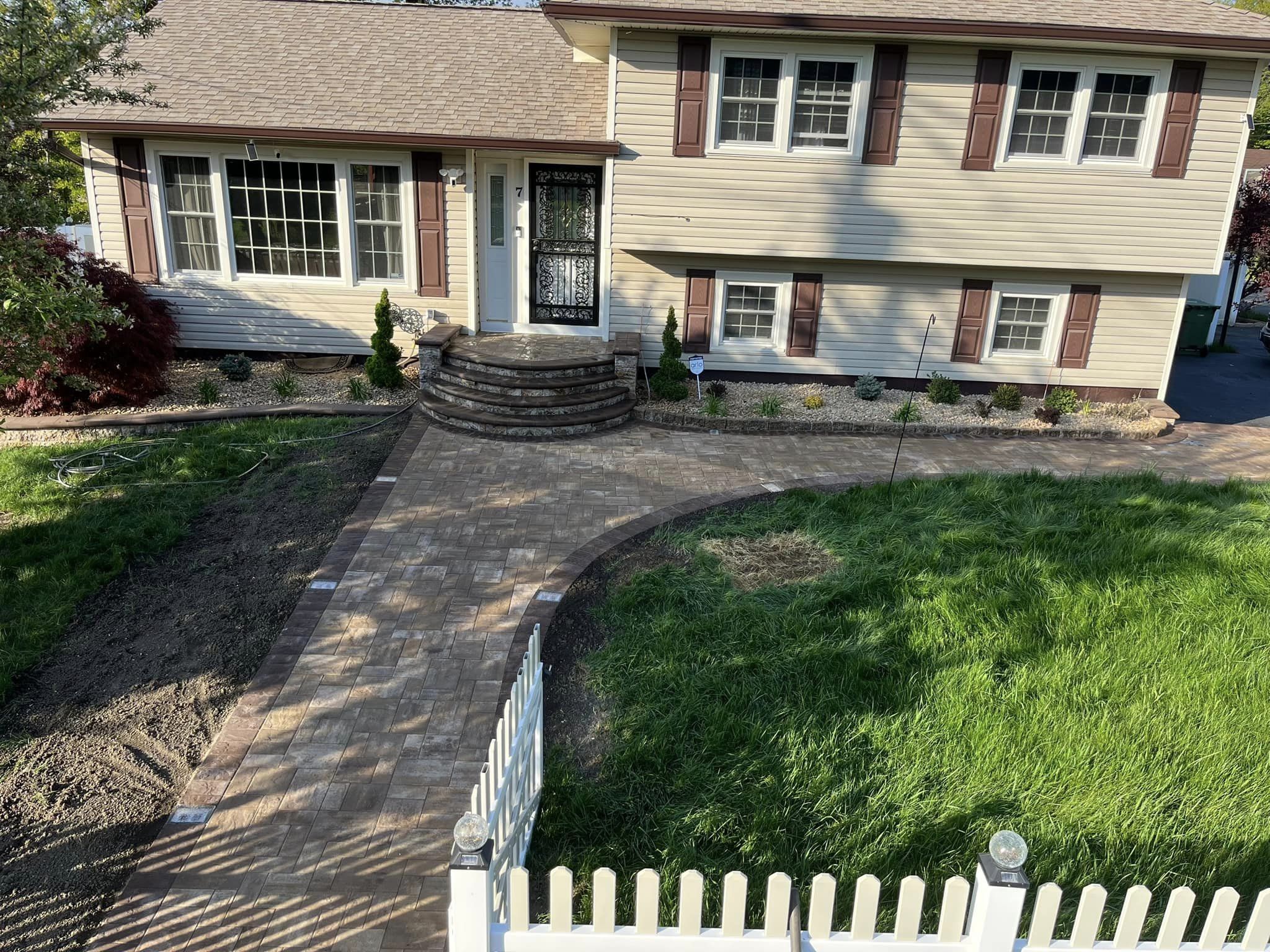 Walkway with precast concrete pavers
