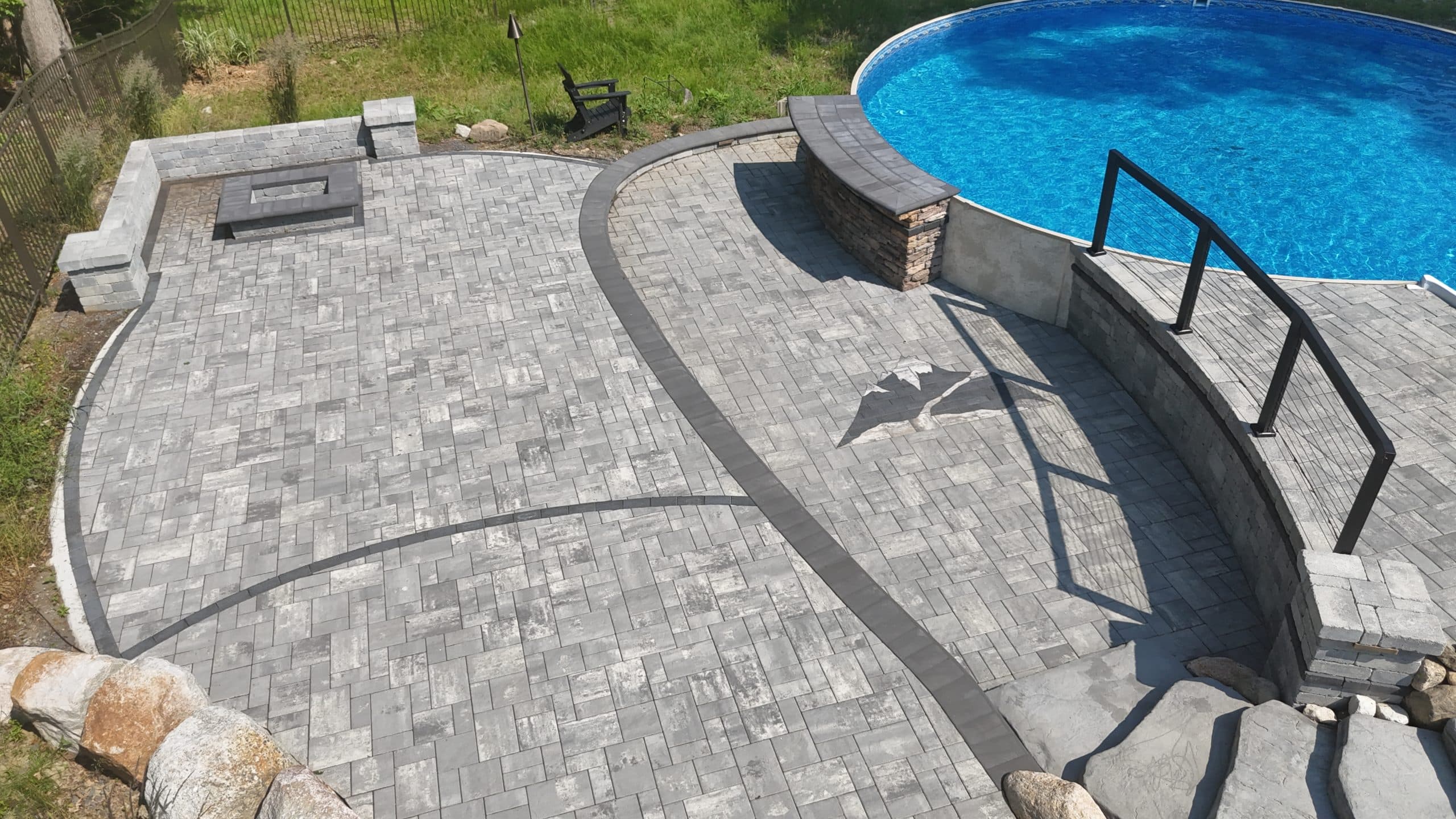Aerial View of Paver Patio and New Pool
