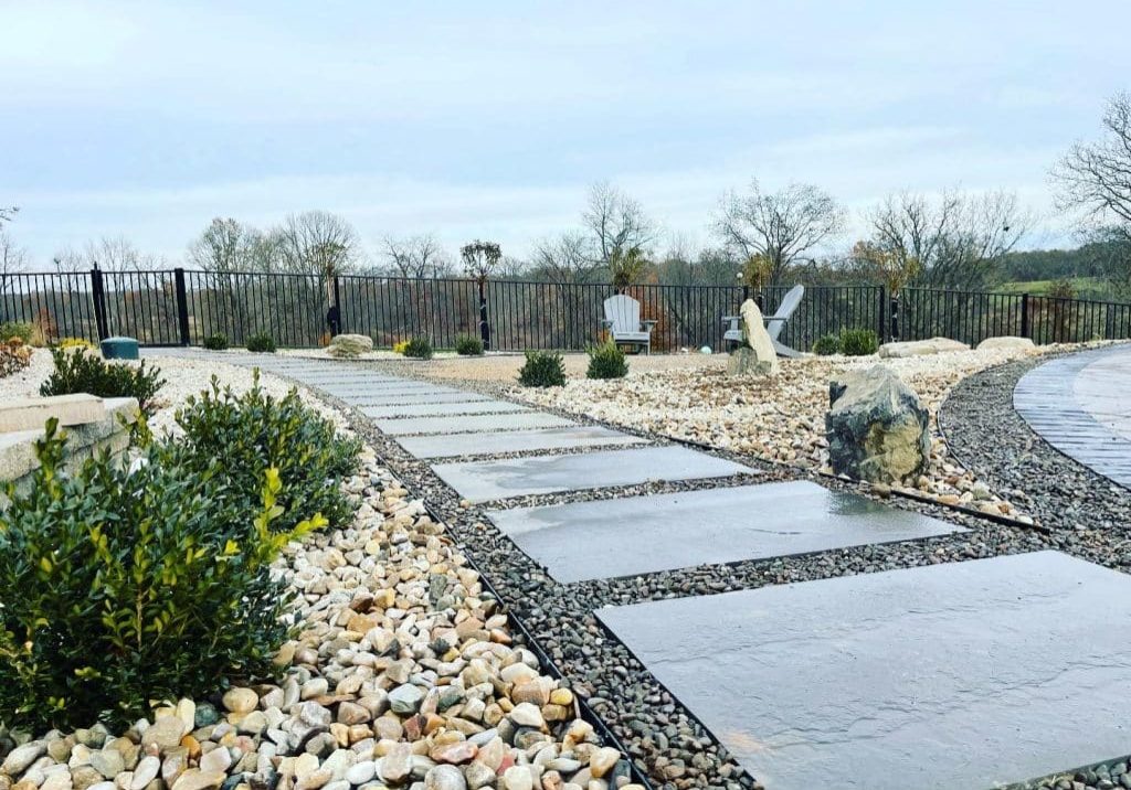 Large square bluestone walkway